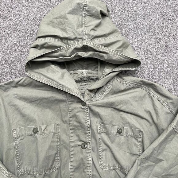 American Eagle Jacket Medium Green Cargo Military Field Hooded Coat Ladies - Picture 2 of 9